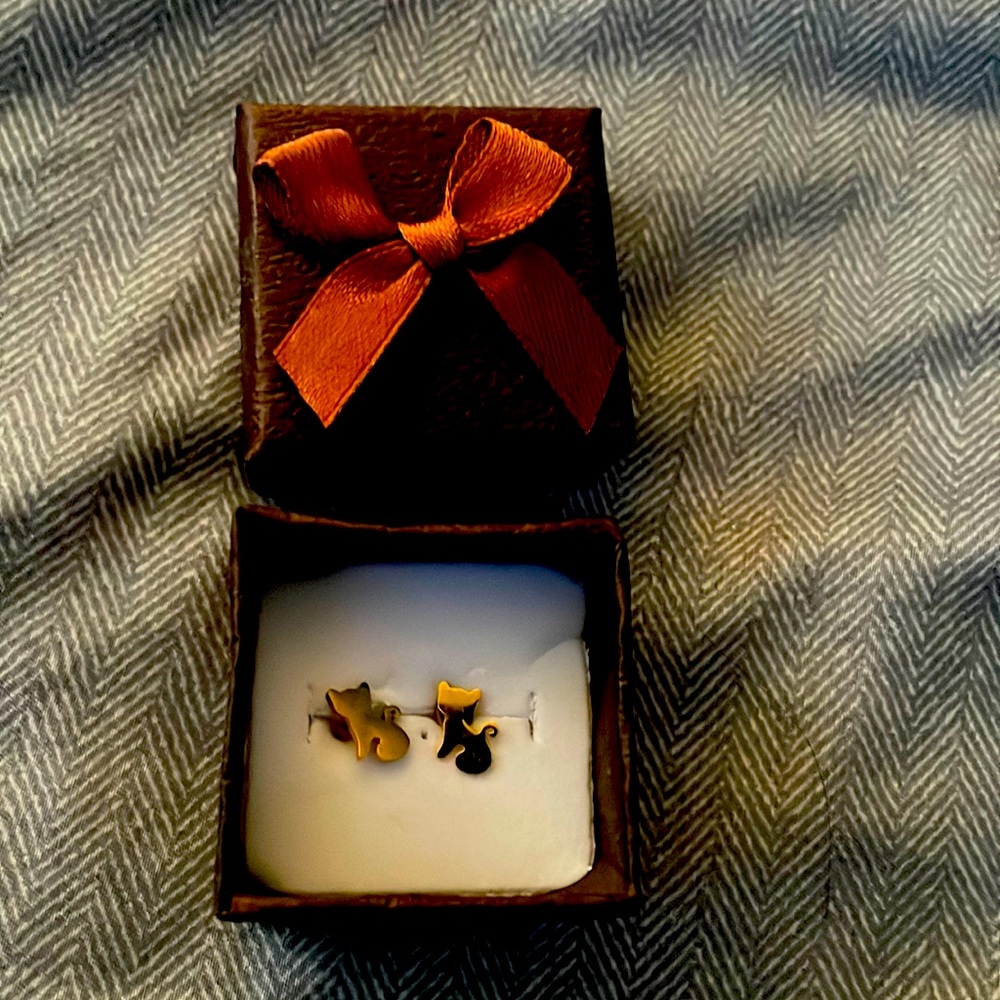 Gold plated Cat earrings